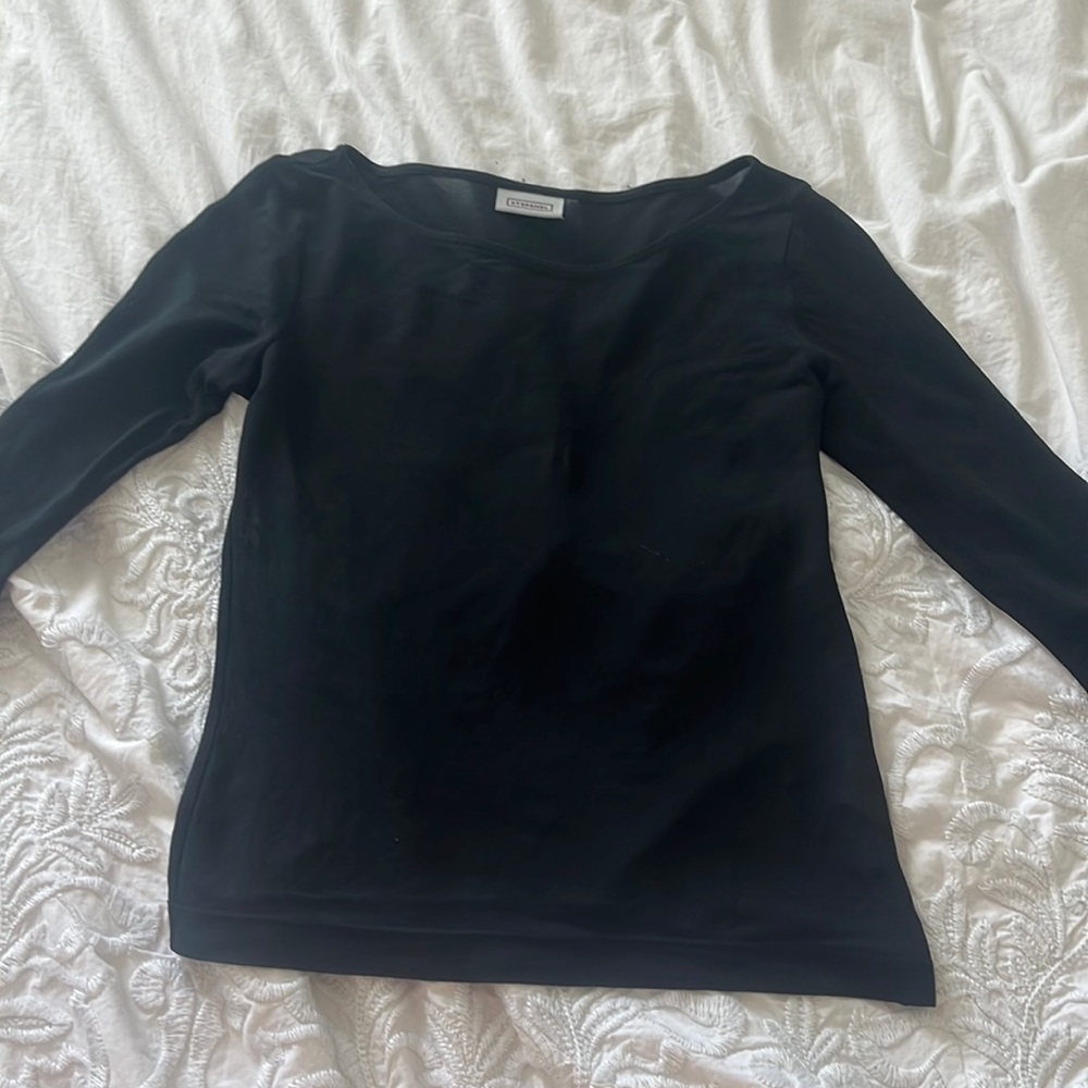 Black mesh long sleeve top
